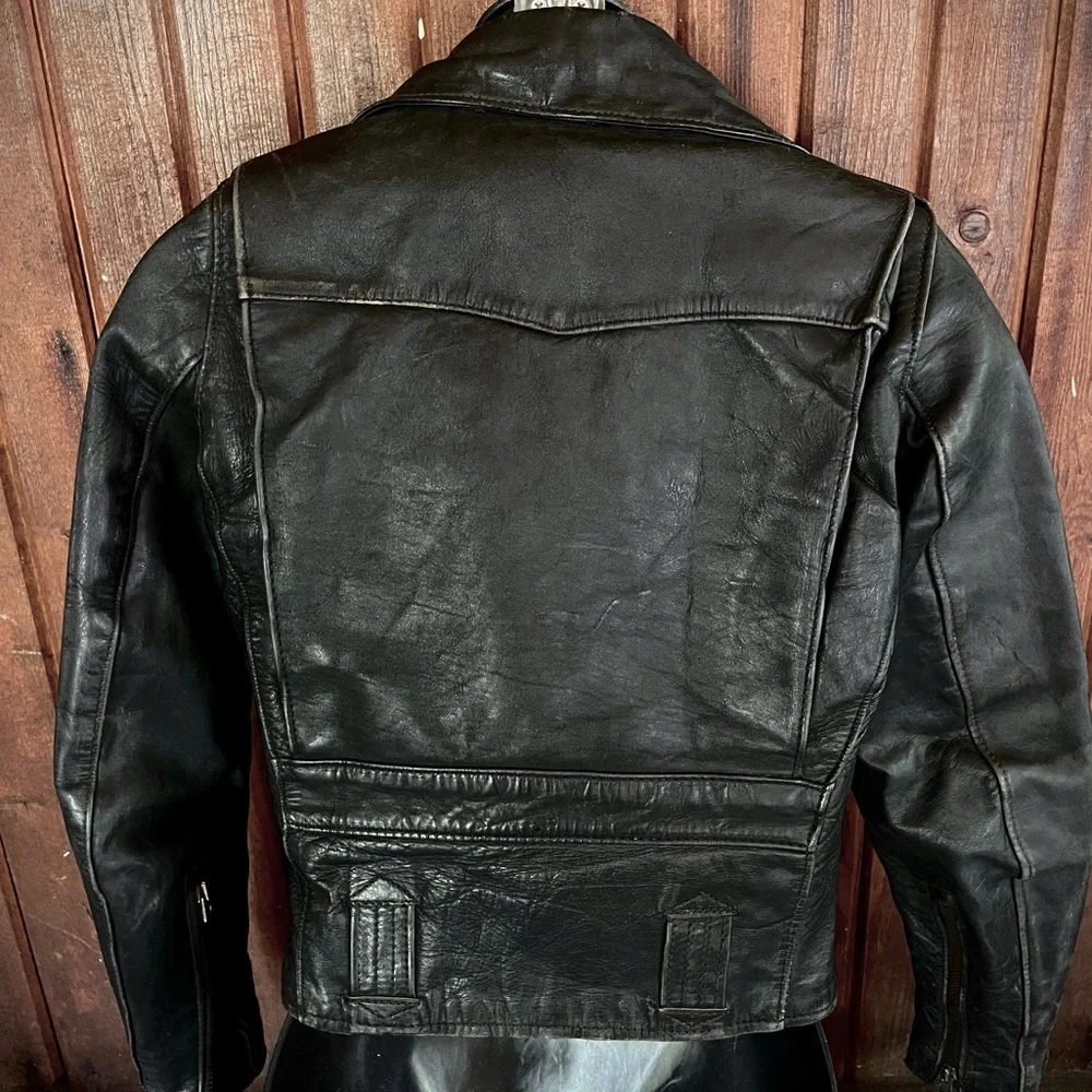 1950s Horsehide Leather Jacket Moto Biker XXS